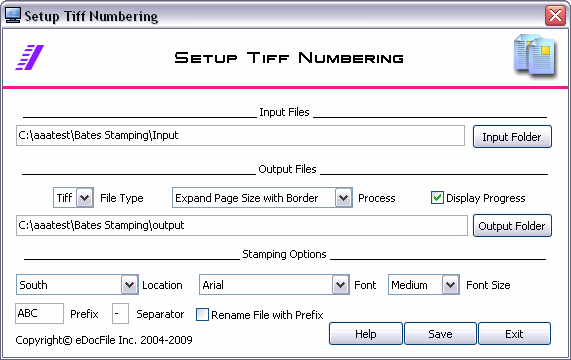 Screenshot of Tiff Numbering 1.0