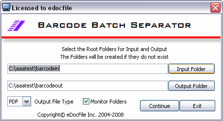 Barcode Batch Separator screen shot