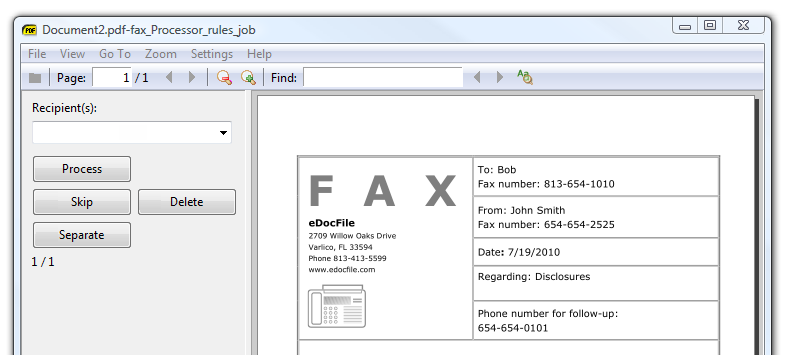 Menu of Fax Router facsimile distribution software