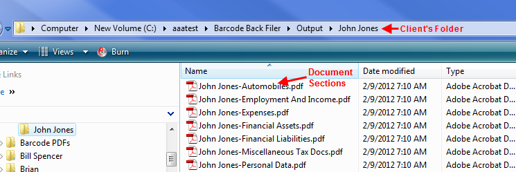 File Structure of scanned tax files